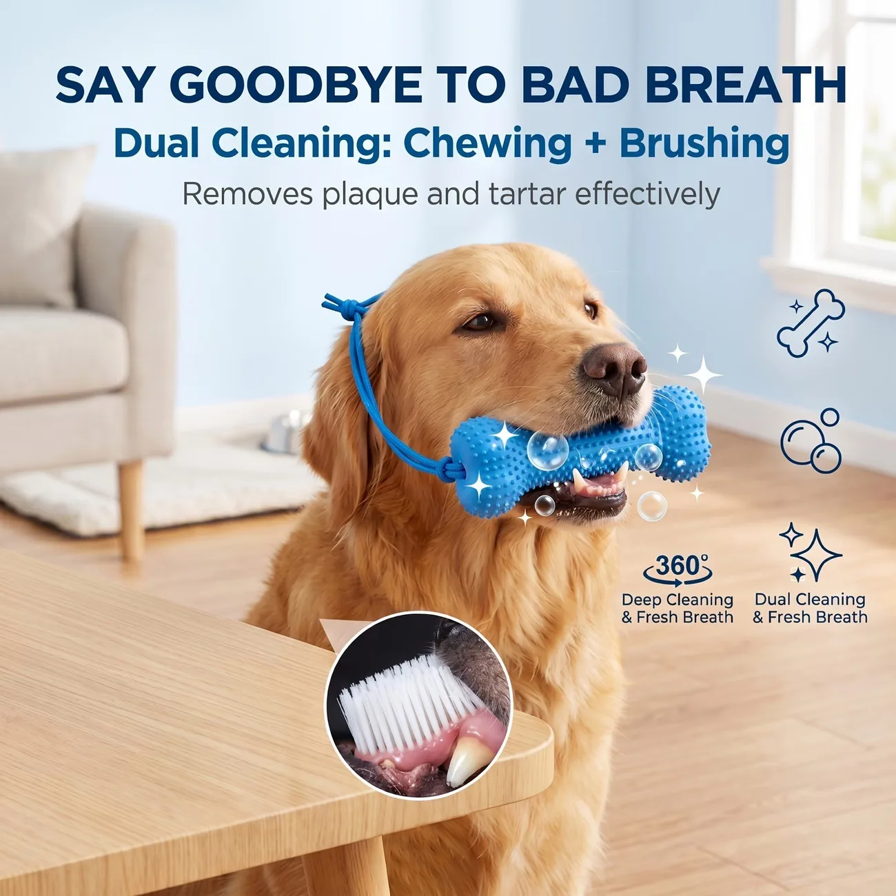 Teeth Cleaning Dog Chew Bone - Brinquedo de borracha reutilizável para cães,