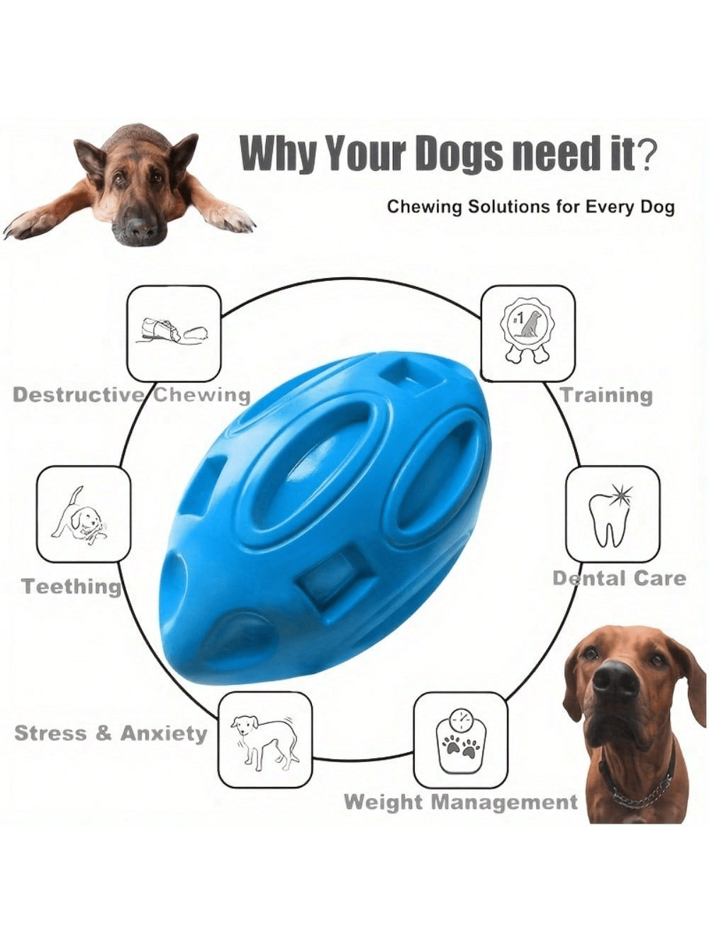 1PC Bola de Rugby Indestrutíve - Indestructible Dog Chew Toy avaliação e preço